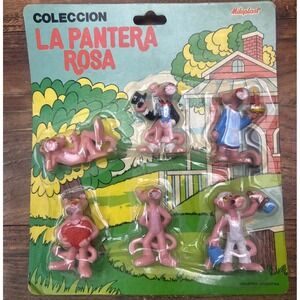1987 La Pantera Rosa Miluplast 6pk Mini Figure Pink Panther Argentina Rubber NEW